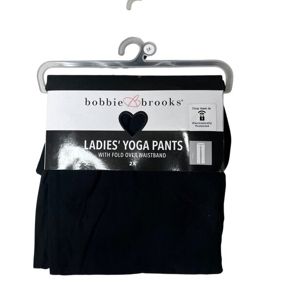 Bobbie Brooks Ladies Yoga Pants 2X Black Fold Over Waistband  2 Packages NWT - Picture 2 of 8